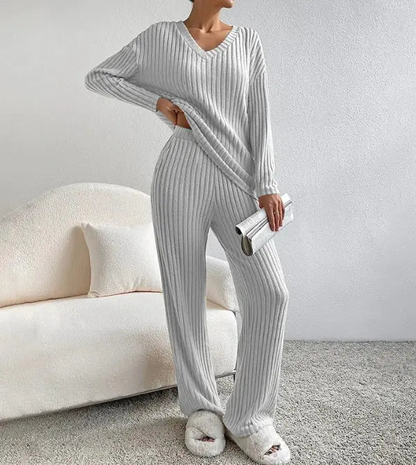 Women's Casual Ribbed Sweater Set