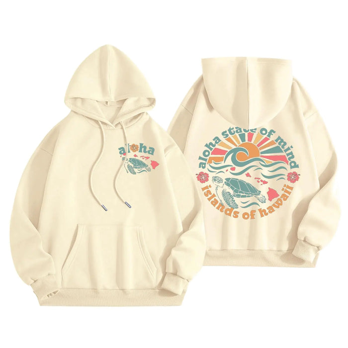 Beige Y2K Oversized Pullover Hoodie