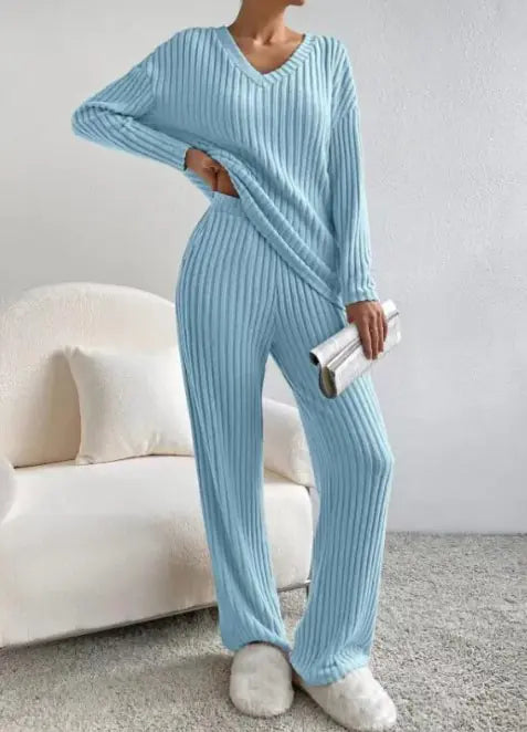 Women's Casual Ribbed Sweater Set