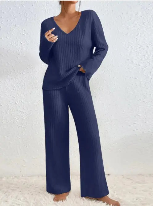 Women's Casual Ribbed Sweater Set